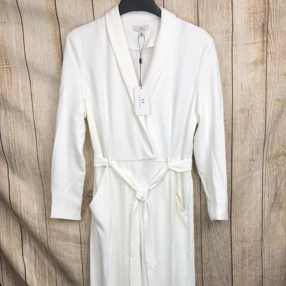 Halston Heritage Long Sleeve Jumpsuit White
